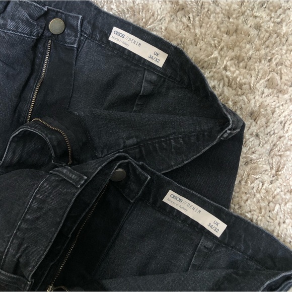 ASOS Design easy high waist wide leg jeans 🐈⬛ black denim 🐈⬛ - Picture 8 of 12